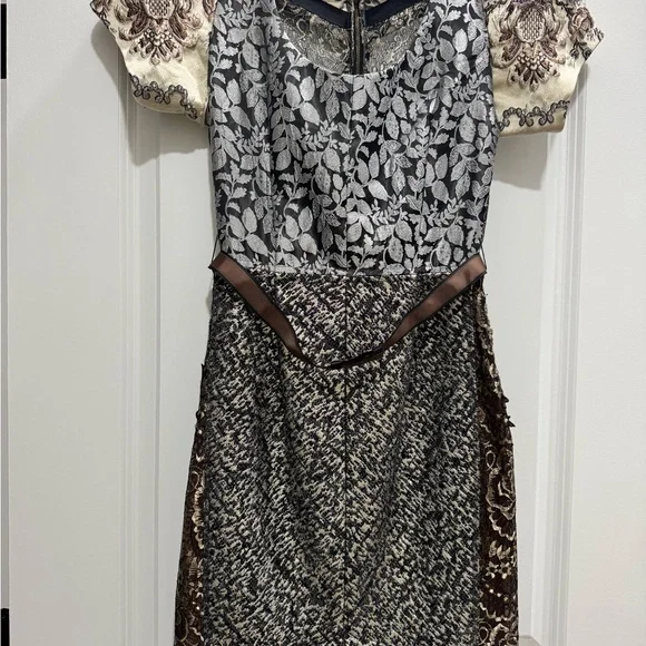 Anthropologie Black and Cream Floral Dress - Picture 2 of 3